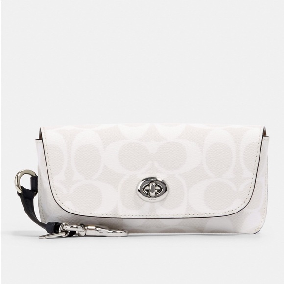 Coach Accessories - Sunglass Case In Signature Canvas in Silver Chalk